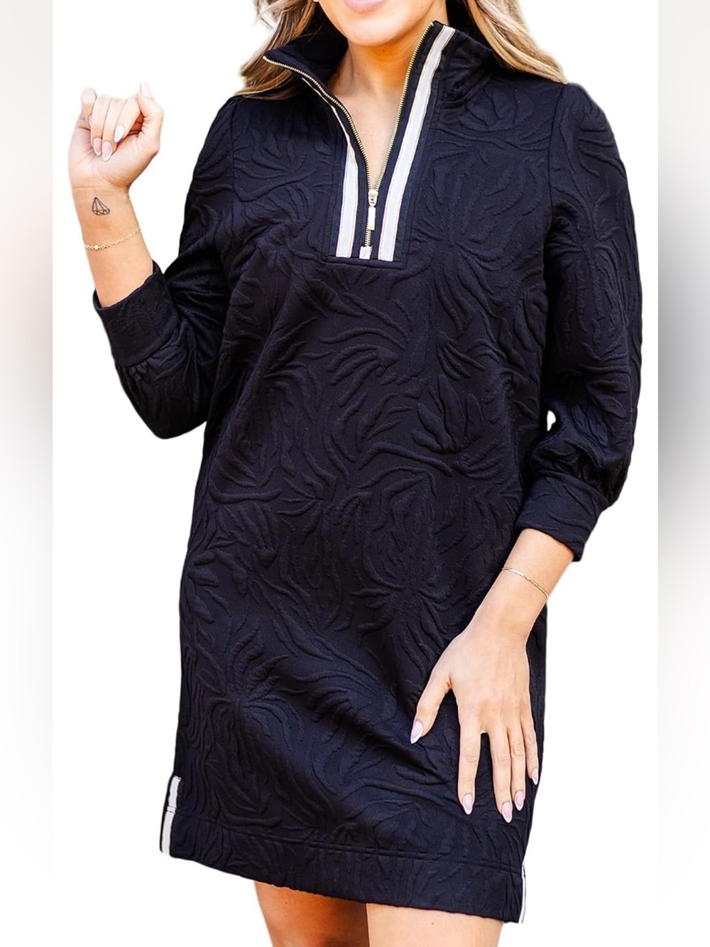 Mary Square Black Evelyn Mock Neck Zip Dress NWT Medium